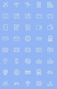 40 Travel Line Icons PSD