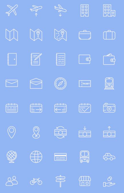 40 Travel Line Icons PSD