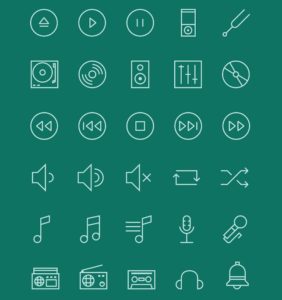 30 Minimal Music Line Icons Vector