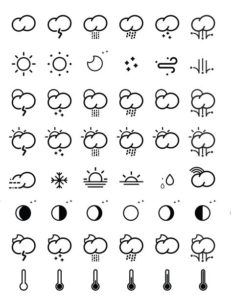 50 Creative Weather Line Icons Vector