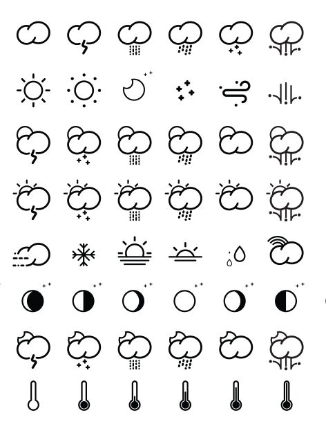 50 Creative Weather Line Icons Vector