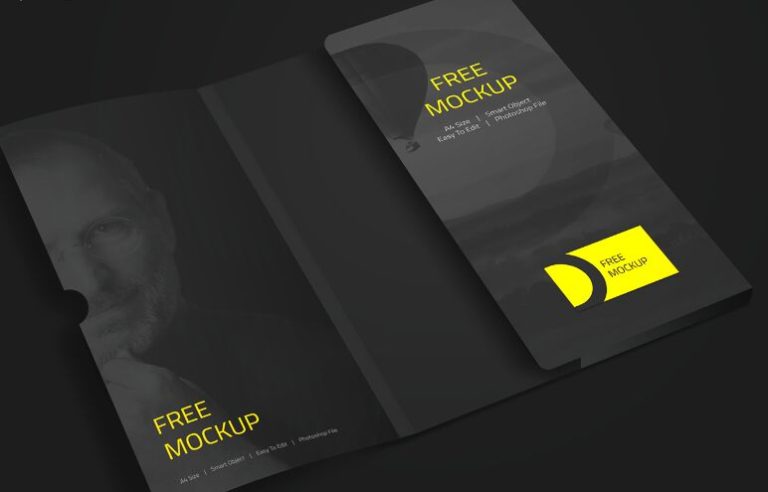 Elegant Dark Folder Mockup PSD