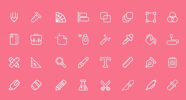 32 Graphic Design Line Icons Vector