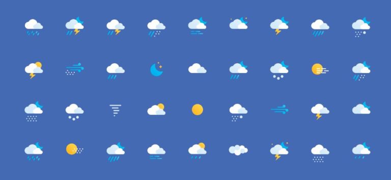 36 Flat Weather Icons (AI+PSD)