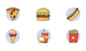 6 Fast Food Icons Vector