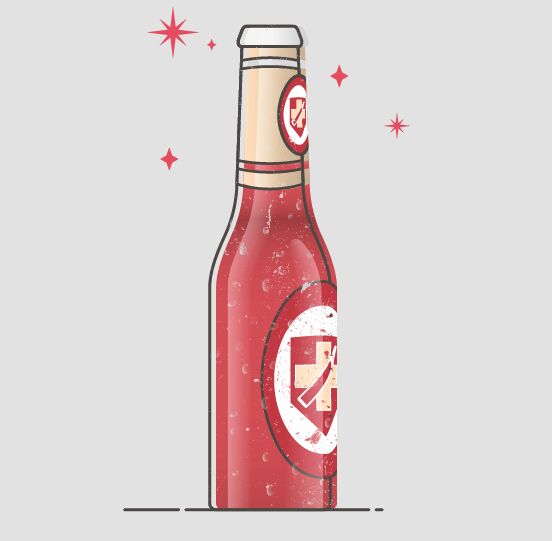 Flat Liqueur Bottle Vector Illustration