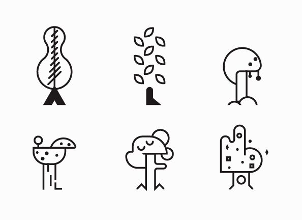Minimal Tree Line Icons Vector
