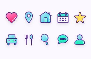 10 Lovely Stroked Icons Vector
