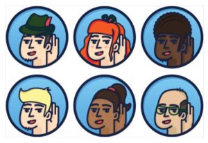 6 Character Hearing Vector Icons