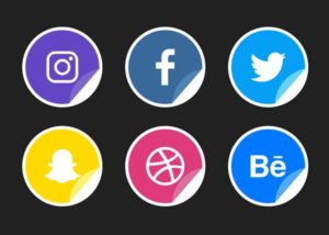 6 Sticker-style Social Icons Vector