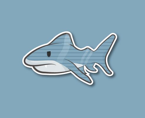 Flat Shark Sticker Vector