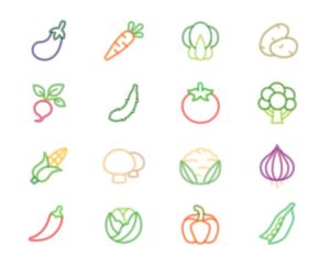 16 Cute Vegetable Icons Vector