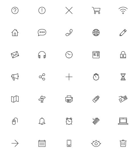 84 Thin Line Icons Vector