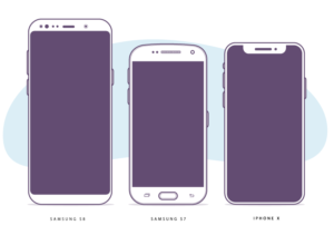 Flat Galaxy S8, S7 And iPhone X Vector Illustration