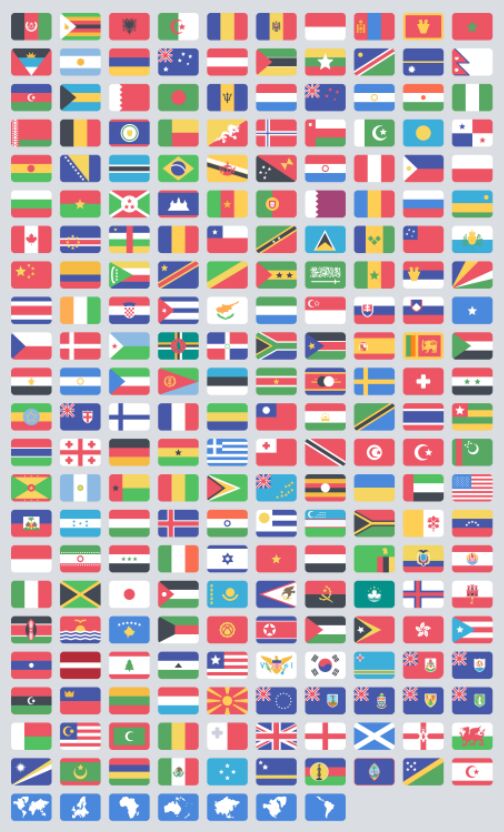 227 Flat National and Regional Flags Vector