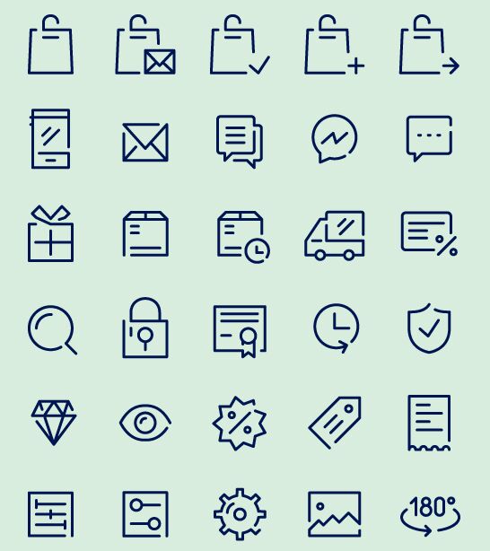 50 Thin Line eCommerce Icons Vector