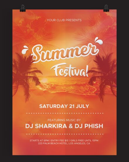Summer Festival Flyer PSD Template