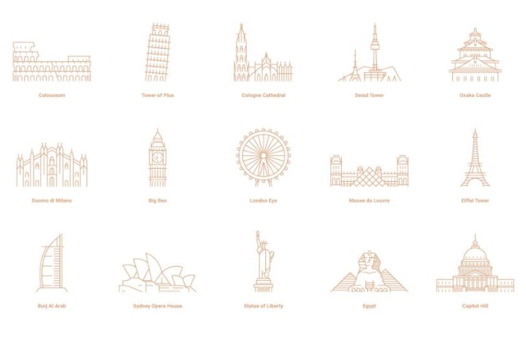 15 Famous Landmarks Vector