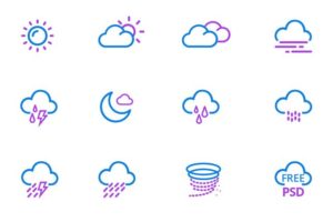 12 Pixel Perfect Weather Icons PSD