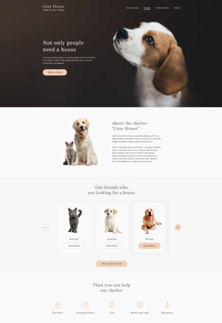 Animal Shelter Website Template PSD
