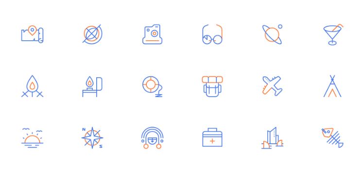 18 Creative Travel Line Icons Vector
