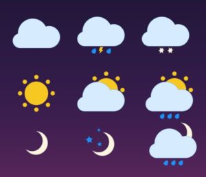 6 Basic Minimal Weather PSD Icons