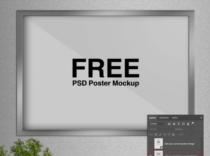 Download Free Landscape & Portrait Poster PSD Mockup - TitanUI