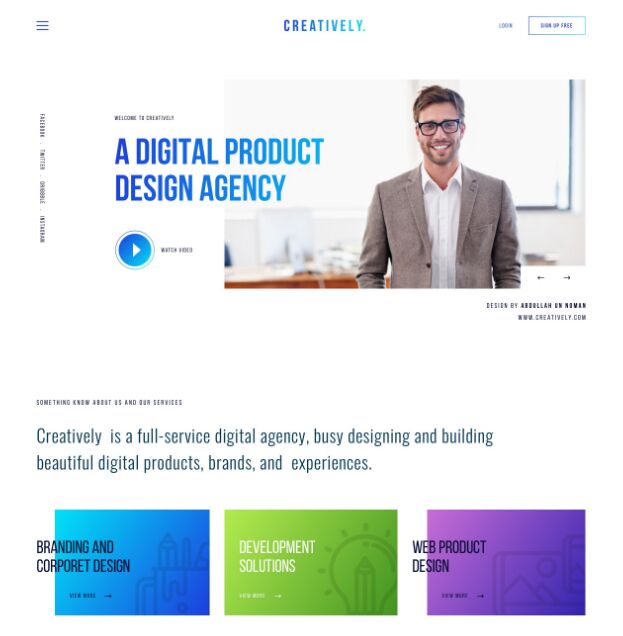 Creatively Agency Landing Page Template For Sketch