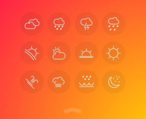 12 Minimal Weather Line Icons PSD