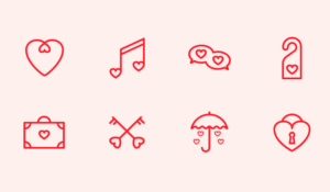 8 Minimal Valentine's Day Line Icons Vector