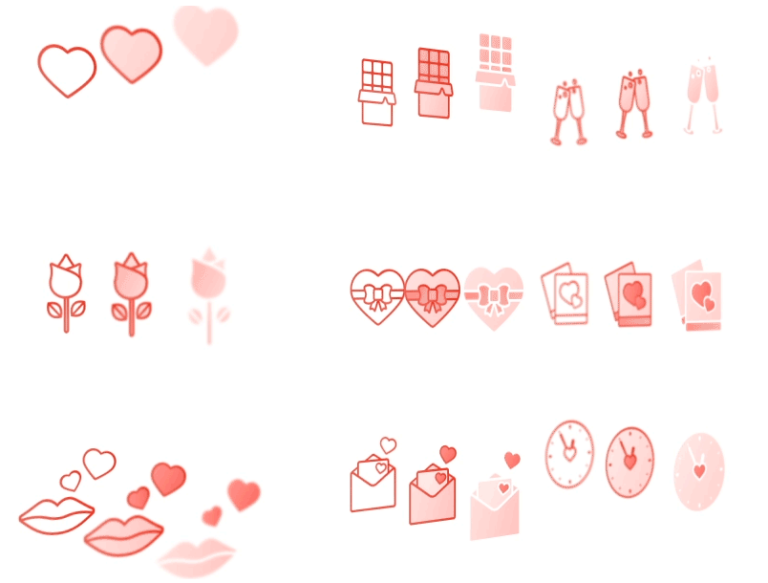 9 St.Valentines Day Icons For Sketch