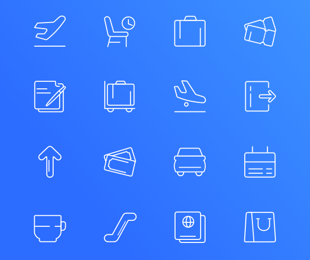 16 Airport Line Icons For Sketch