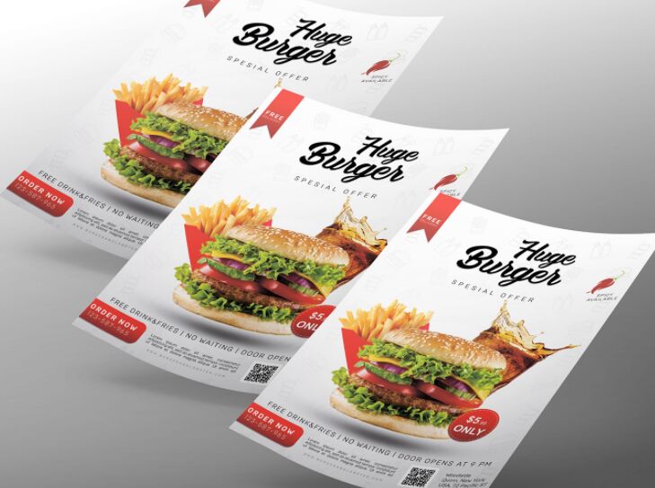 Huge Burger Flyer PSD Mockup
