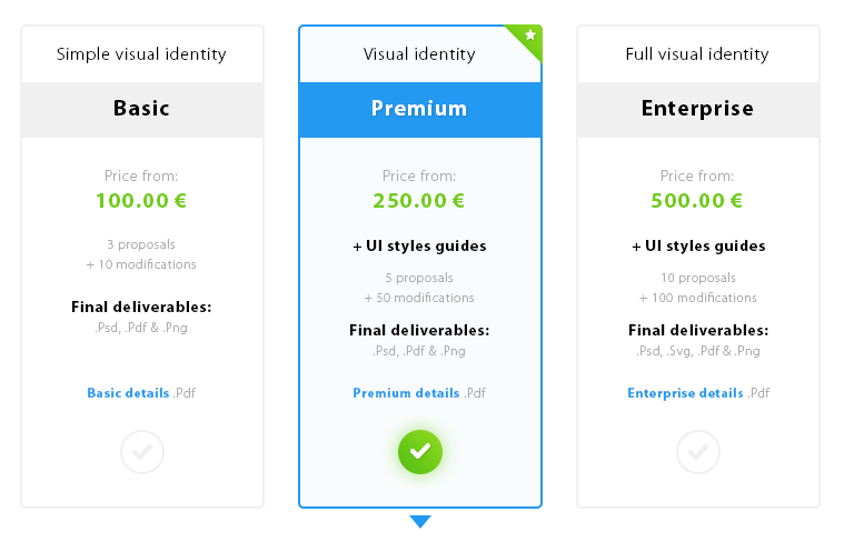 Minimal Clean Plan Price Table Template PSD
