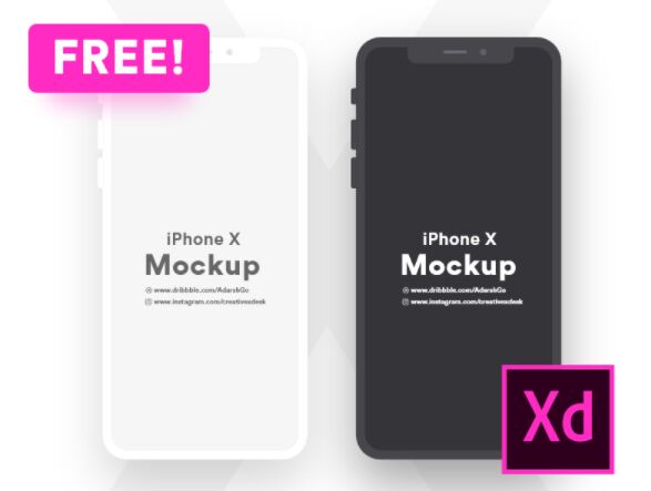Dark Light iPhone X Clay Mockup For XD