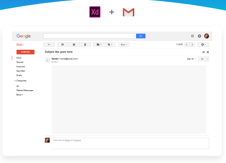 Gmail UI Kit For Adobe XD
