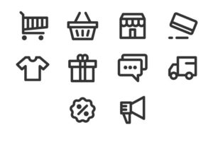 10 E-commerce Line Icons Vector