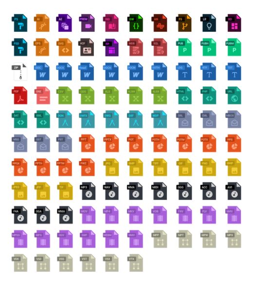 100+ Flat File Type Icons Sketch