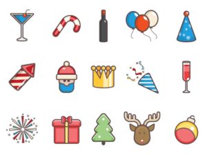 15 Simple Flat Christmas Vector Icons