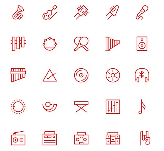 20 Minimal Music Line Icons Vector