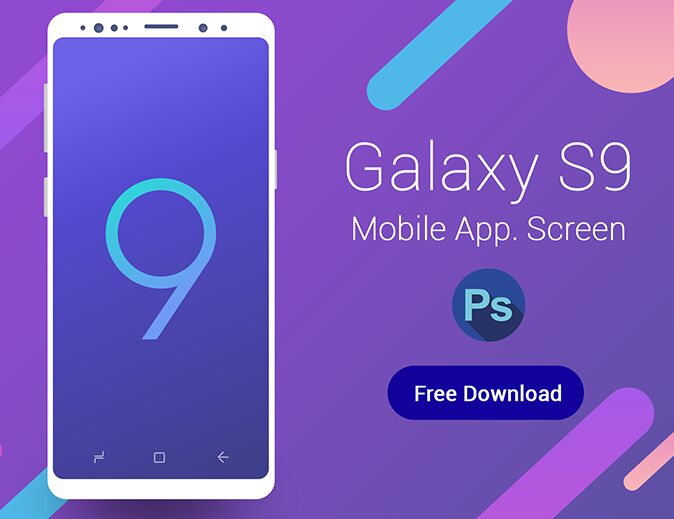 Samsung Galaxy S9 App Screen Template PSD