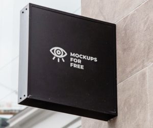 Hanging Wall Sign PSD Mockup