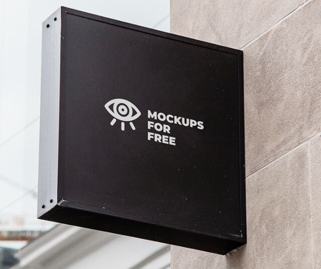 Hanging Wall Sign PSD Mockup