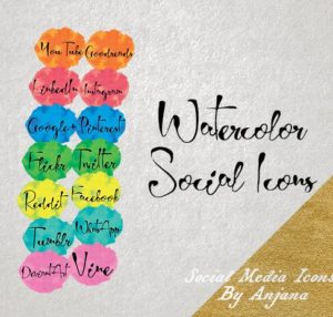 Creative Watercolor Social Media Icons PNG