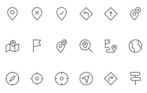 18 Slim Map Location Icons Vector