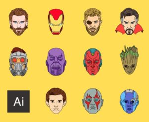 Avengers Infinity War Superhero Avatars Vector