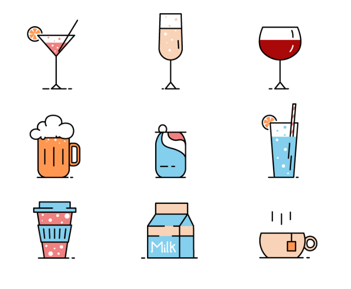 9 Drinks Vector Icons-min