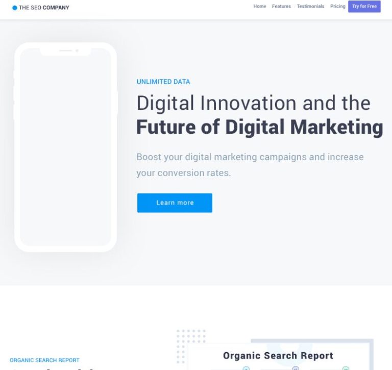 Minimal Clean SEO Company Web Template PSD