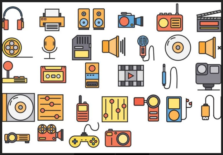 30 Colorful Multimedia Vector Icons-min