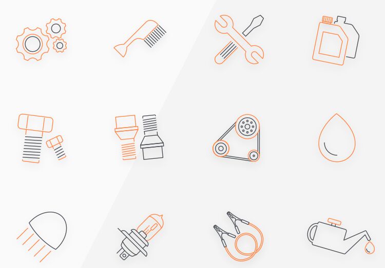 12 Auto Icons (AI, EPS, PSD, SVG)